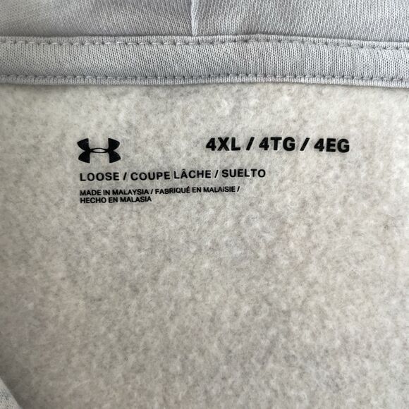 4XL Under Armour Hoodie Mens Blue Gray Camo Logo Pullover Sweatshirt Loose Fit - Picture 8 of 12